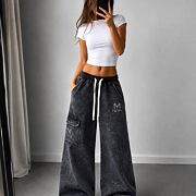 Mia street cargo kalhoty acid wash antracit