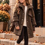 Beránkový fashion kabátek chocolate