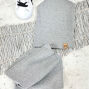 Žebrovaná houmles čepka s nákrčníkem - grey