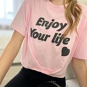 Enjoy life crop triko růžové