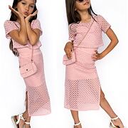 Děrovaný setík s kabelkou pink