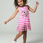 Labubu pruhované šaty white/neon pink
