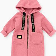 Dlouhý podzimní hoodie mikinokabát pink