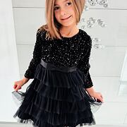 PREMIUM černé flitr šaty s tylem