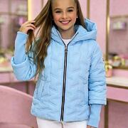 PREMIUM jarní bunda s dlouhými náplety baby blue