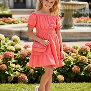 Letní vzdušné šaty s kabelkou coral