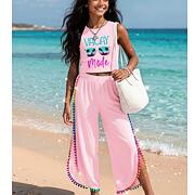 Vacay mode pompon letní beach set růžový