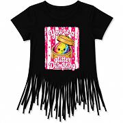 Squishy dumpling glitter triko s třásněmi černé