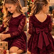 Sváteční šaty Velvet bow bordo