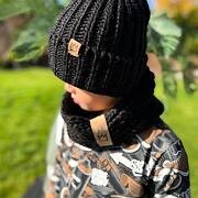 MIMI pletená čepka s nákrčníkem černá boys