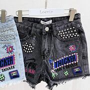 Fashion jeans shorts punk black