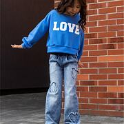 All for kids denim blue švédy heart