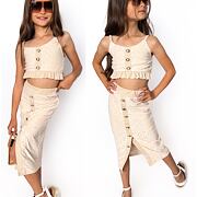 Crop top + midi sukně BEIGE