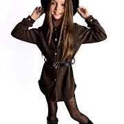 Podzimní košilové šaty s páskem hnědé