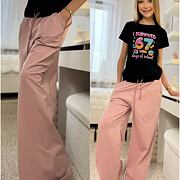 Lounge volné tepláky black/pink