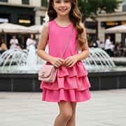 Šaty s vrstvenou sukní růžové