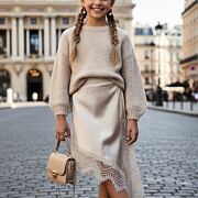 PREMIUM svetr s balonovými rukávy béžový