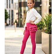 Fashion legínové kalhoty s volánky růžové