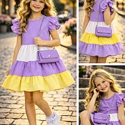 Letní vzdušné šaty Candy s kabelkou lila