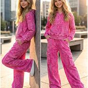 Soft cotton denim teenage souprava PINK