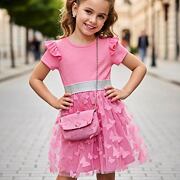 PREMIUM letní motýlkové šaty s kabelkou pink