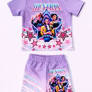 Huntrix letní šortkový set lila