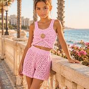 Summer pink děrovaný set