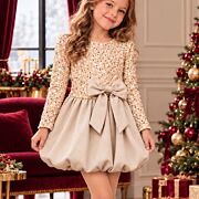 Sváteční flitr velvet šaty Royal bow zlaté