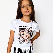 Labubu triko MONSTERS třásničky bílé