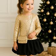 Glam flitr šaty s kabelkou gold