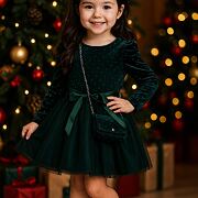 Smaragdové šaty s kabelkou