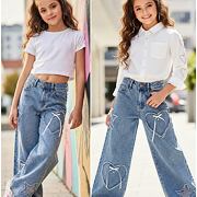 Volné široké denim rifle HEARTS