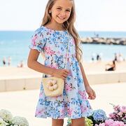 Letní květované šaty s kabelkou blue