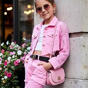 Glam lace denim bunda růžová