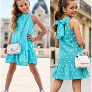 Mini chic šaty s puntíky tyrkysové