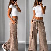 Mia street cargo kalhoty acid wash taupe