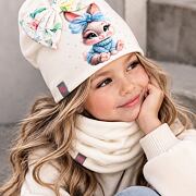 Sweet bunny čepice + nákrčník s kamínky off white
