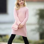 Svetrové šaty s kabelkou pink