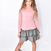 Teplé šaty pepitka pink + kabelka