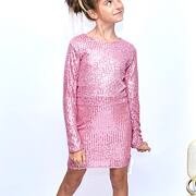 Flitrové šaty růžové