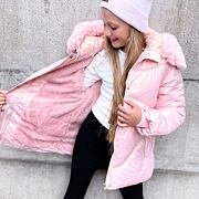Zimní metalická long bunda pink