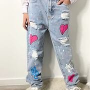 Fashion ripped jeans Broken heart