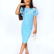 PREMIUM šaty s řasením baby blue