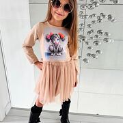 PREMIUM šaty s tylem Bubble béžové