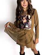 Podzimní šaty GIRL s tylem béžové