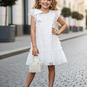 Motýlkové šaty s mašlí bílé