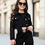 Glam lace denim bunda černá