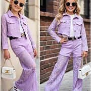 Glam lace džíny lila + pásek