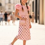Satin midi sukně pink/black