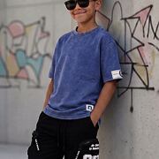 Street style acid wash triko blue